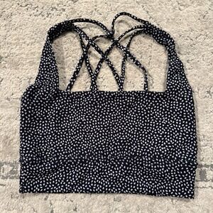 Buff Bunny Revolution Sports Bra Women's Cross Strap Size Medium Black White Dot